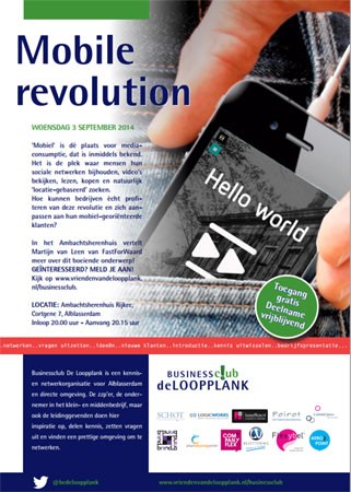 Businessclub De Loopplank neemt je mee naar de wereld van de Mobiele Revolutie